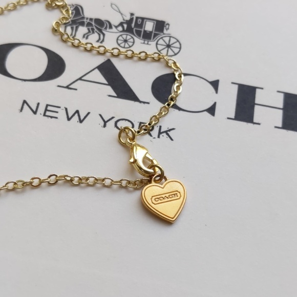 Coach Script Heart Charm Gold Plated Bracelet New - Picture 2 of 7